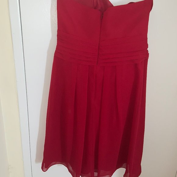 Strapless Red David's Bridal Bridesmaid Dress - Picture 4 of 6
